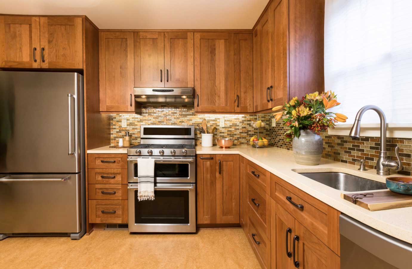 Wood Kitchen cabinets. Clear finished