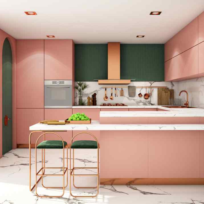 pastel pink kitchen 
